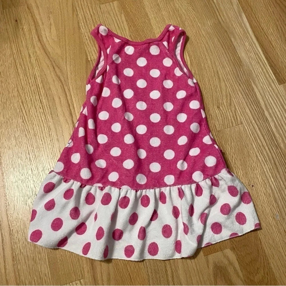 Disney Minnie Mouse Pink Polk Dot Terry Cloth Bathing Suit Swim Coverup 4T